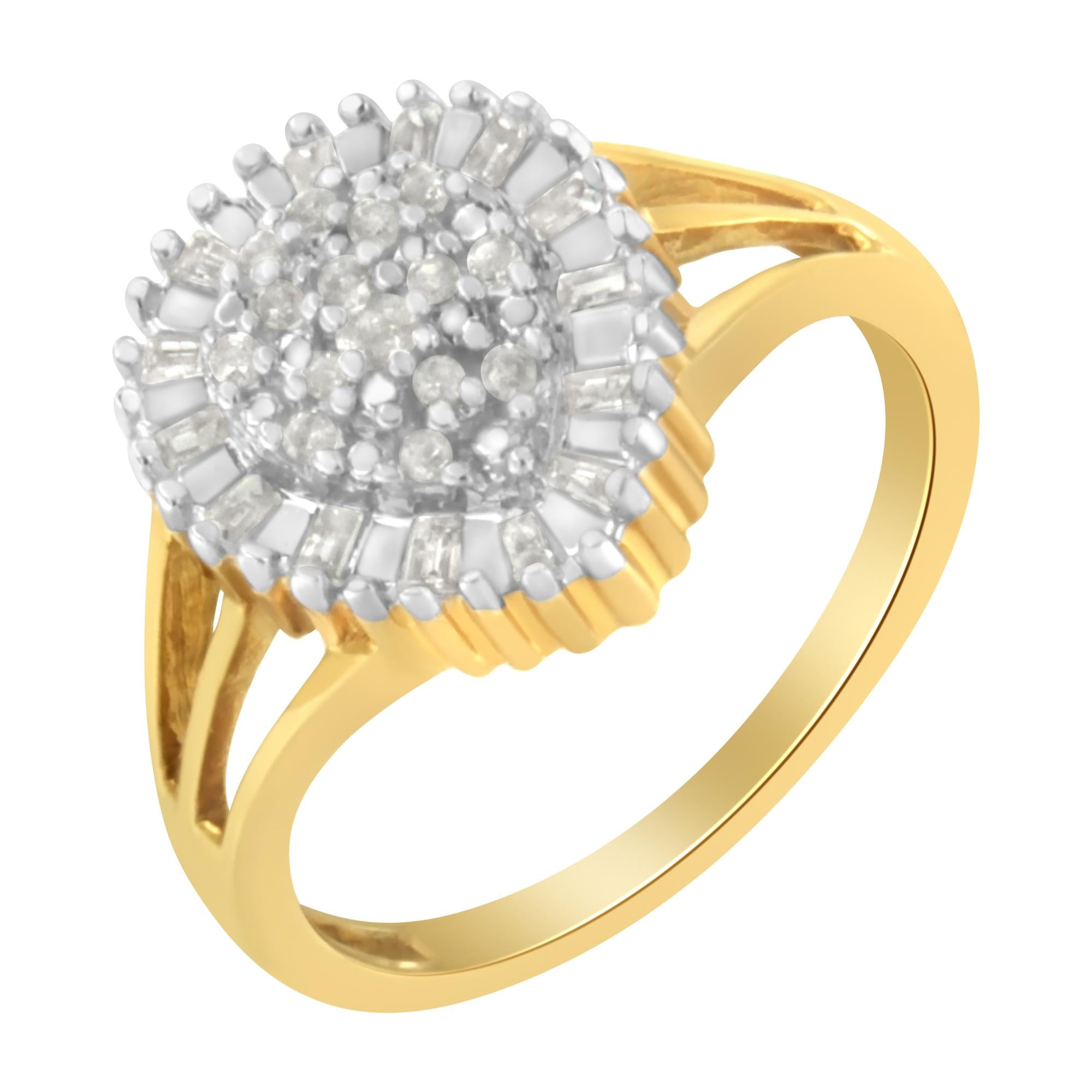 10K Yellow Gold Diamond Cocktail Ring (1/4 Cttw, I-J Color, I3 Clarity) - Size 8