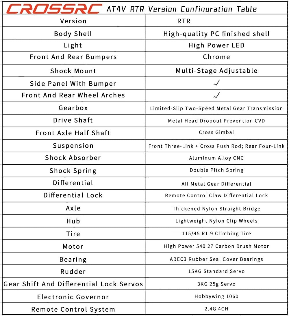 CROSSRC AT4V 1/10 4x4 Rc Pickup Crawler RTR