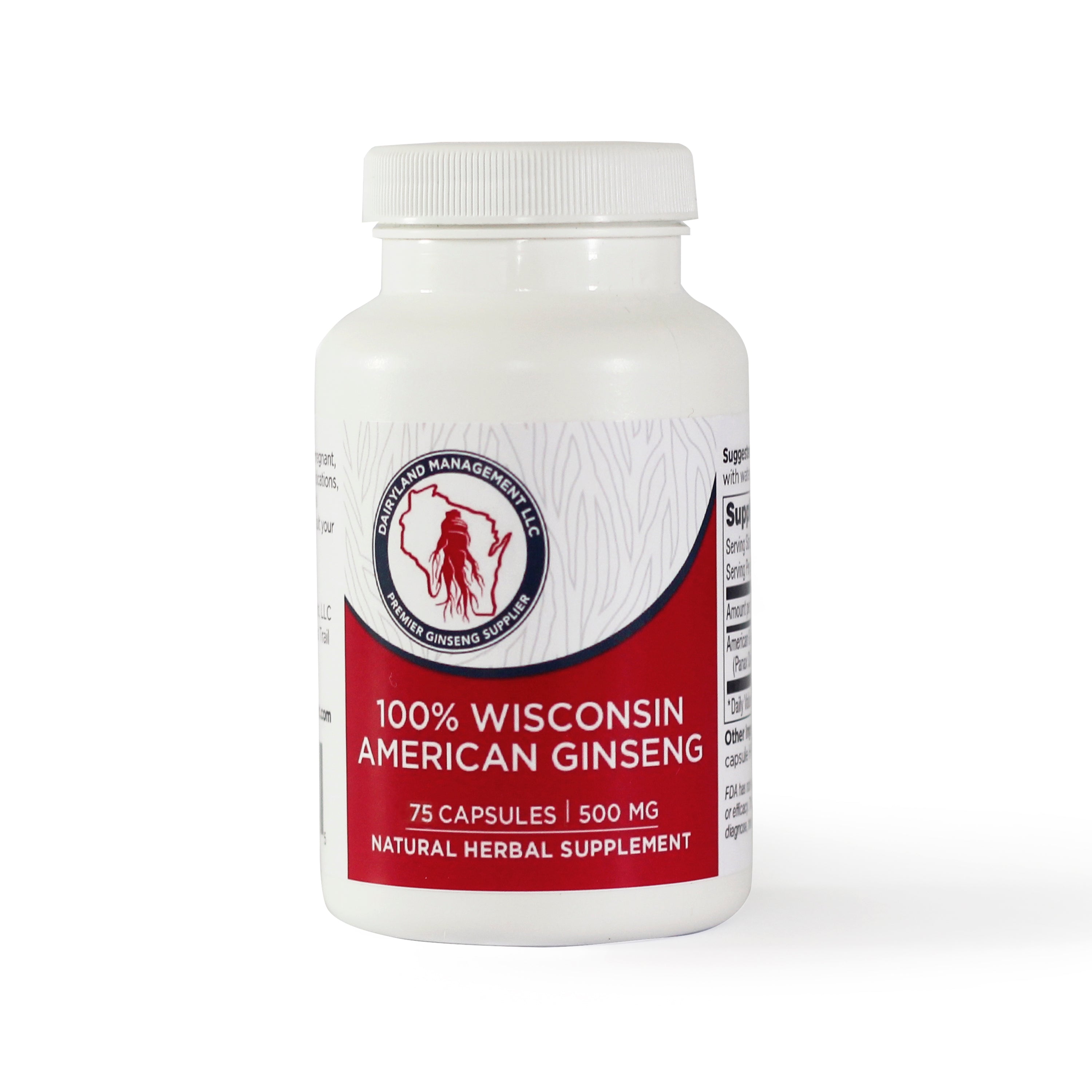 American Ginseng Capsules -500 mg. Potent Ground Ginseng Root - No Fillers, Binders or Other Additives.
