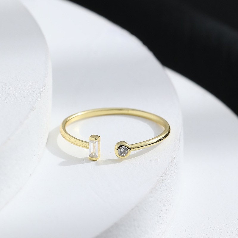 Skinny Rectangle Ring| Adjustable Ring| S925| Emerald cut| Geometric ring| Minimalist