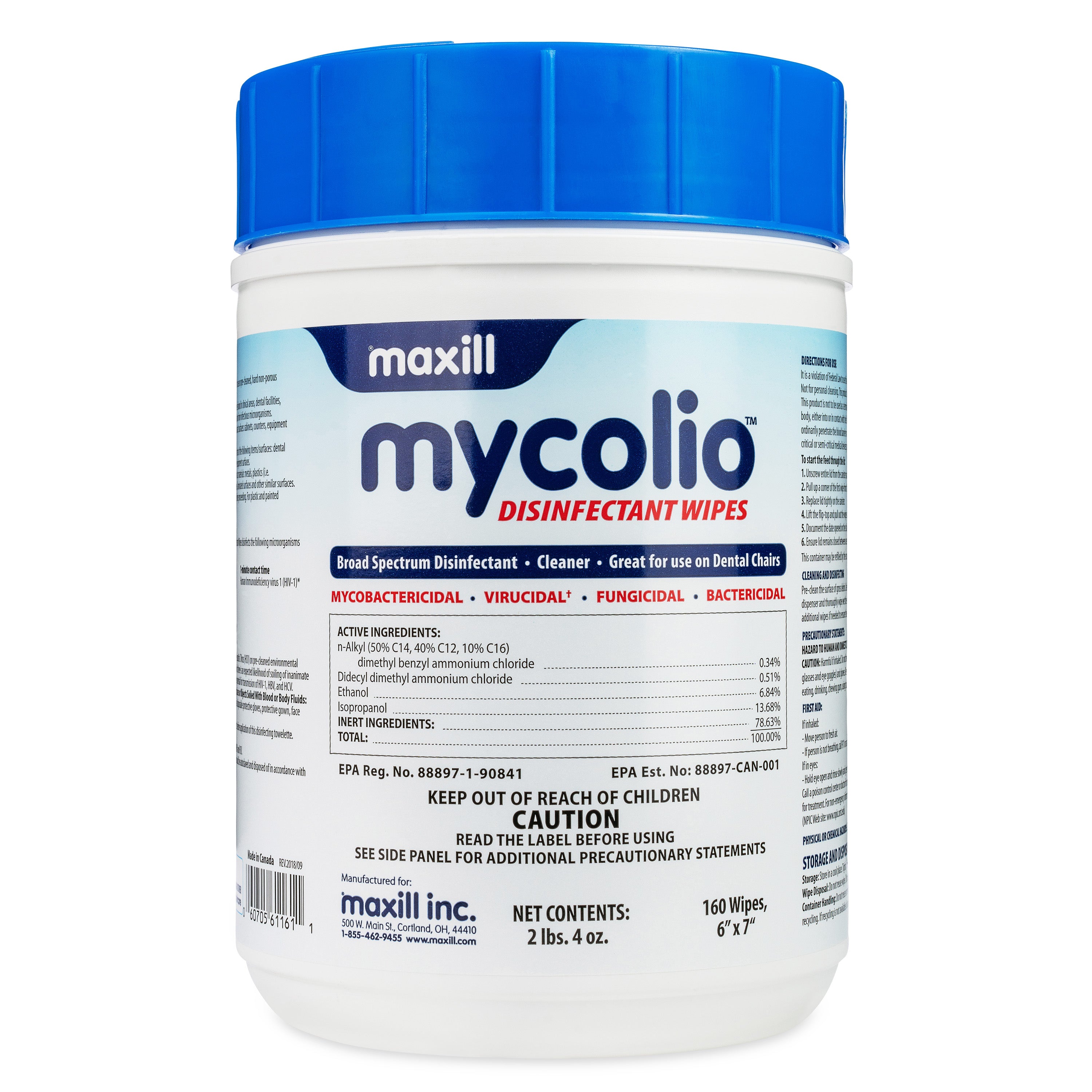 Maxill Mycolio Disinfecting Wipes (160Ct) Large 6x7