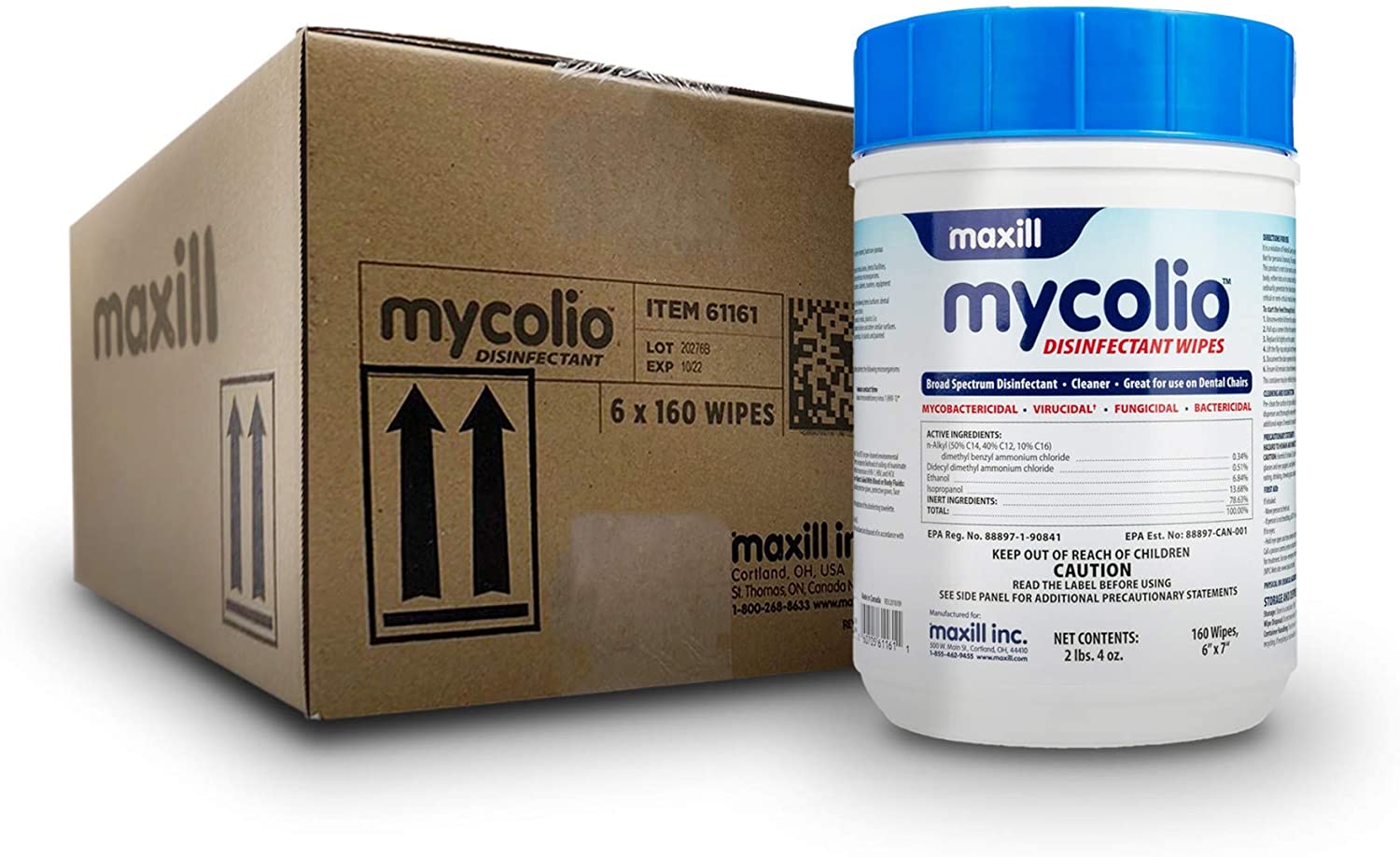 Maxill Mycolio Disinfecting Wipes (160Ct) Large 6x7