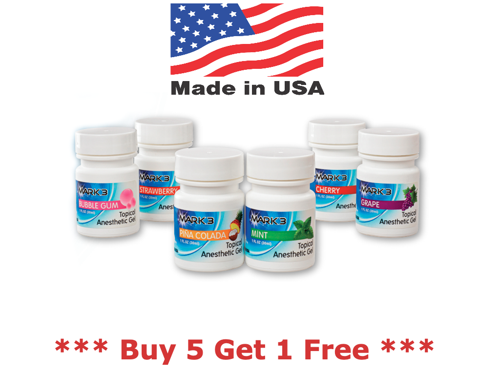 Mark3 Dental Topical Anesthetic Gel 20% Benzocaine 1 oz Jar - Buy 5 Get 1 Free