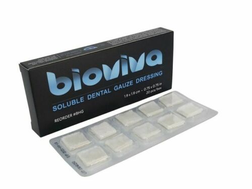 BioViva Soluble Hemostatic Dental Gauze Dressing Individually Packaged Box of 20