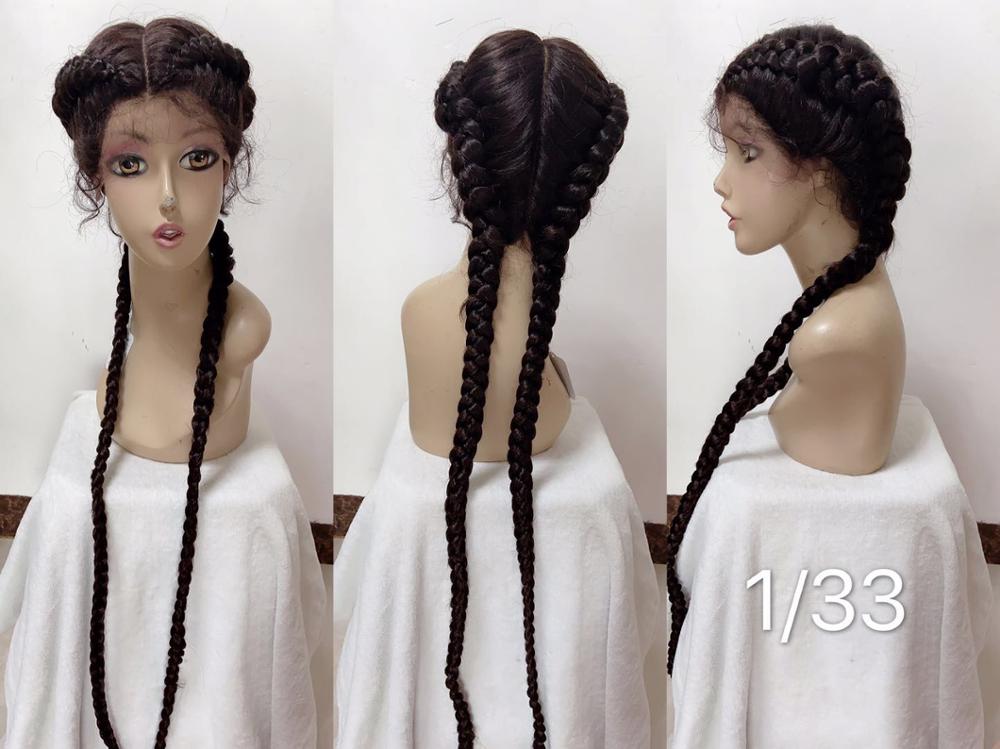 Perruque tressée en dentelle 360 de 28 pouces pour tresses torsadées, perruque frontale en dentelle synthétique avec cheveux de bébé pour femme