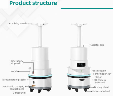 Spray Disinfection Robot with Autonomous Navigation Max.16L Tank for Regular & Immediate Spraying Mode Controlled by Mobile APP