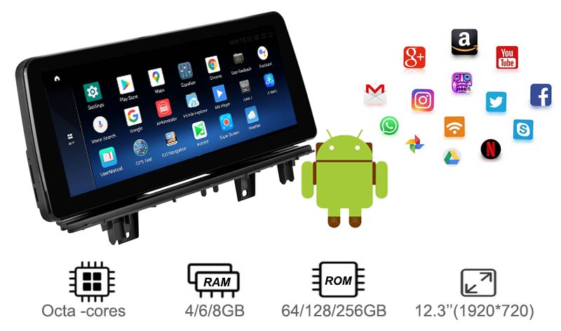 12.3'' Android 12 Navigation for BMW X1 F48 2016-2018 NBT EVO multimedia
