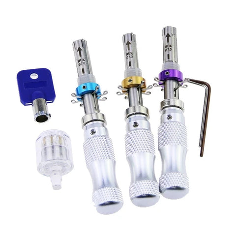 7.0/7.5/7.8mm HUK 7 Pin Tubular Lock Pick Tools Locksmith Tools with Transparent Practice Lock