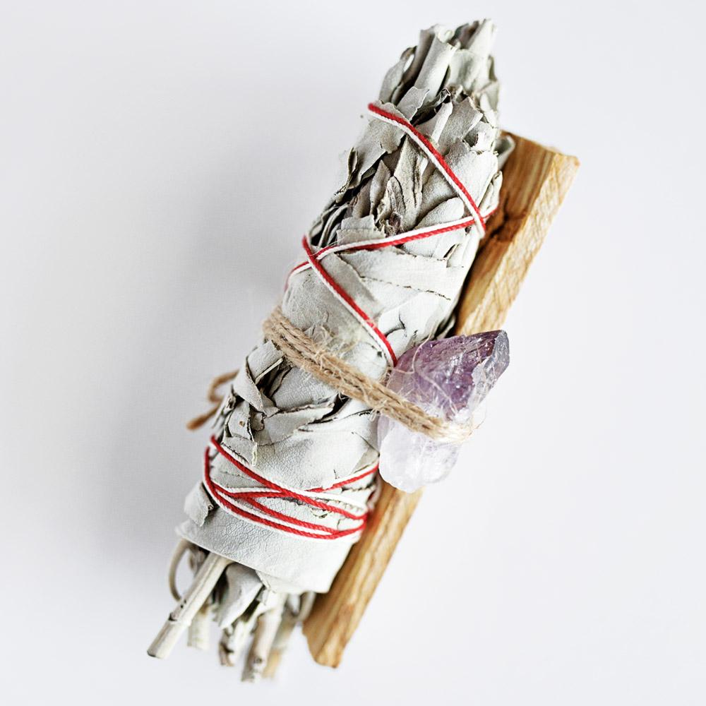 PALO SANTO, SAGE, & AMETHYST CRYSTAL BUNDLE