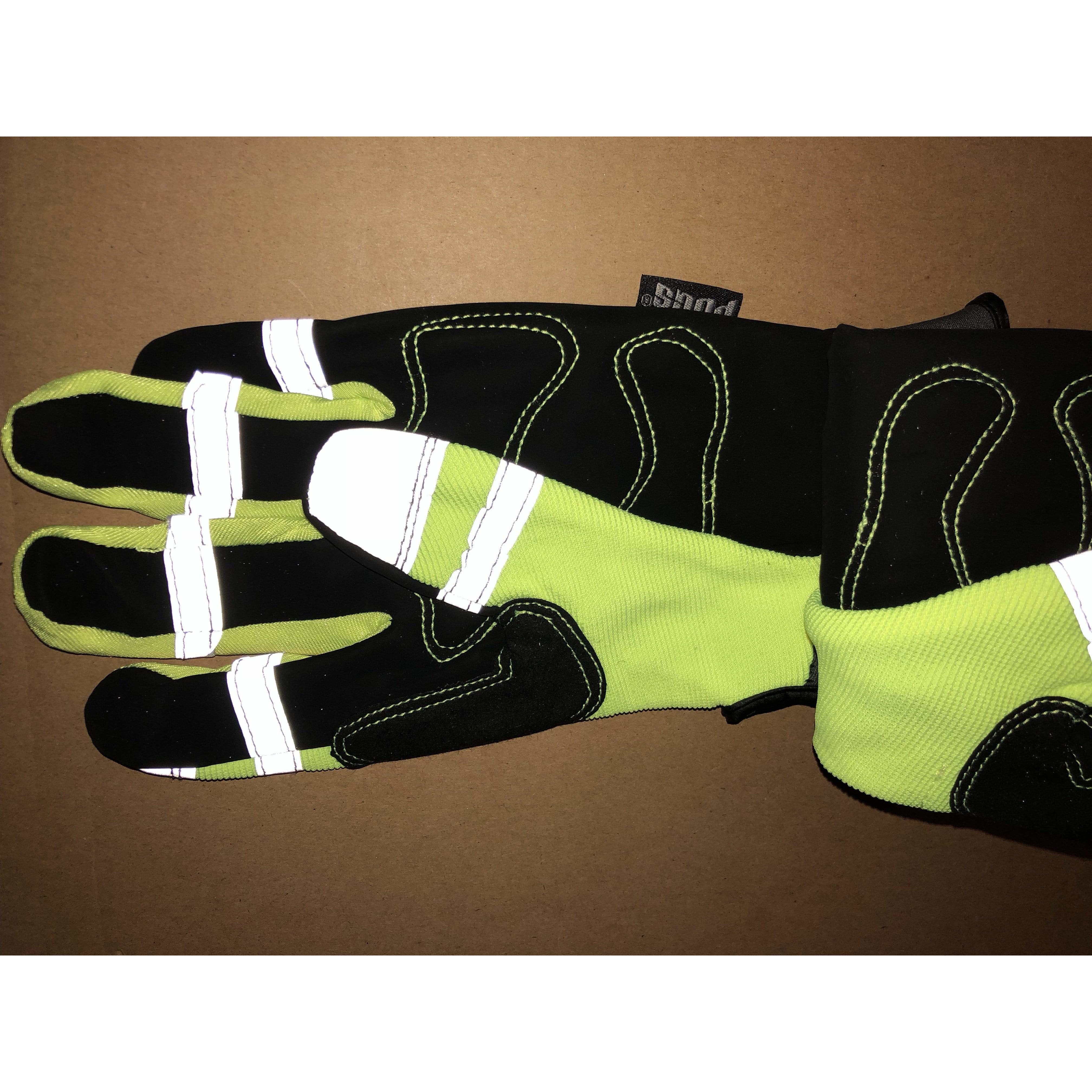 PUGS GLOVE Heavy Duty Work Gloves Safety Reflective Hi VIZ Size: LARGE L