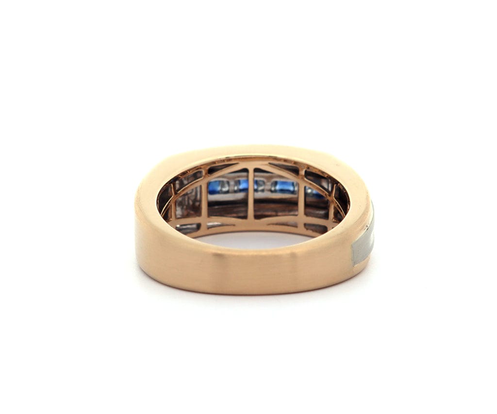 Gents EFFY 0.15ctw Diamond and 0.20ctw Sapphire Two Tone Ring in 14K