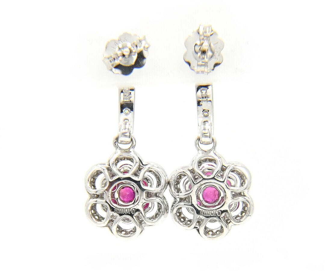 1.50ctw Rubies and 0.50ctw Pave Diamond Dangle Earrings in 14K