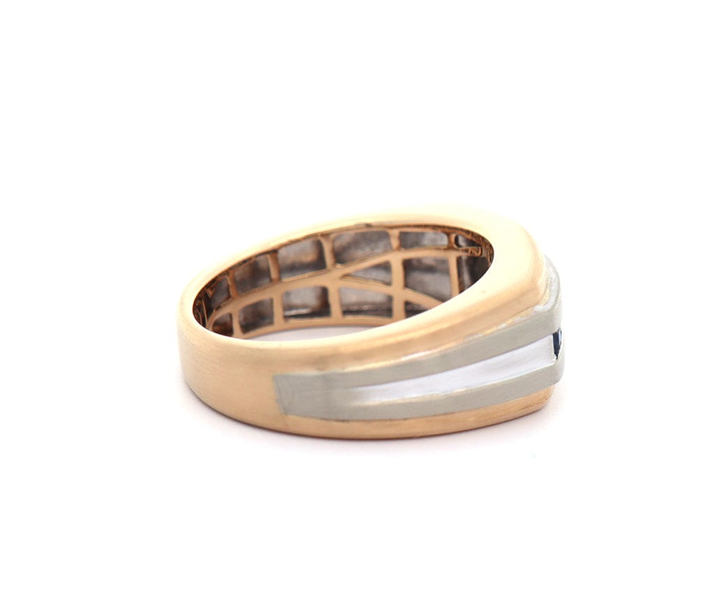 Gents EFFY 0.15ctw Diamond and 0.20ctw Sapphire Two Tone Ring in 14K