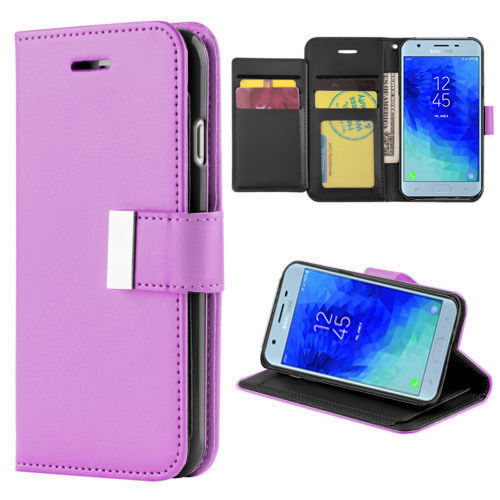 Galaxy J7 Prime 2018 (J737) Design Wallet with Extra Pocket Case - PURPLE