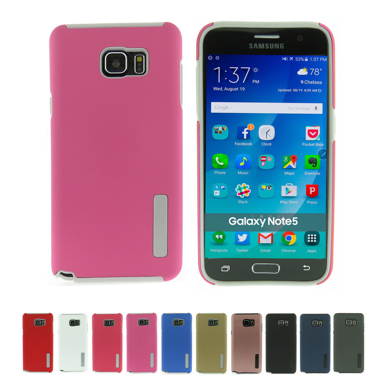 Note 5 Heavy Duty Dual Layer Protection Case Cover- Pink