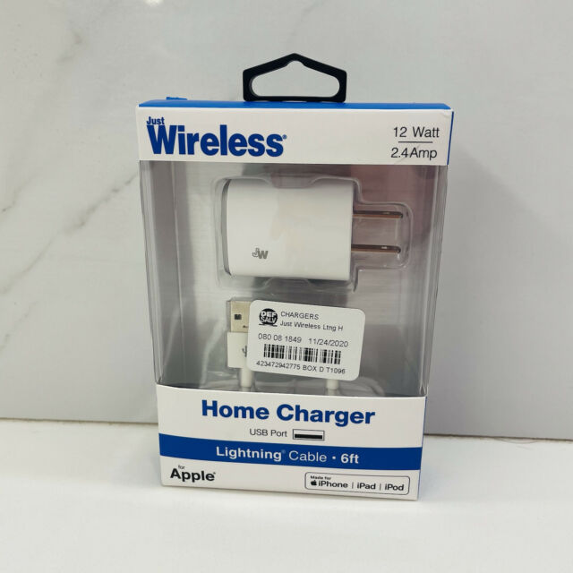 Just Wireless 2.4A/12W 1-Port USB-A Home Charger with 6ft TPU Lightning to USB-A Cable - White