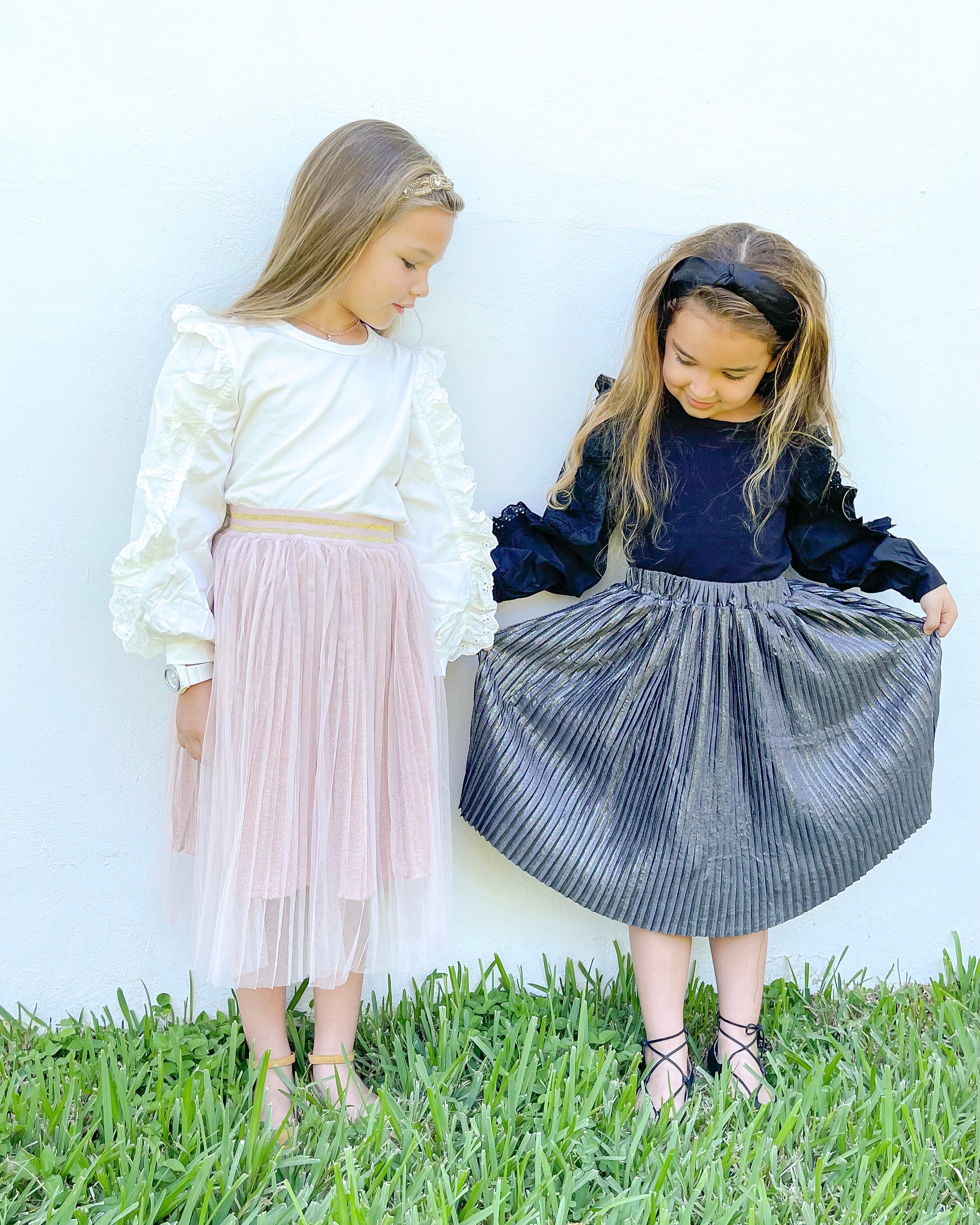 Metallic Charcoal Midi Skirt