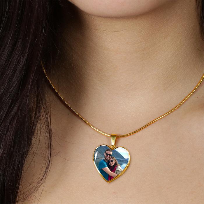 Custom Photo Upload - Heart Necklace ( Silver / Gold )