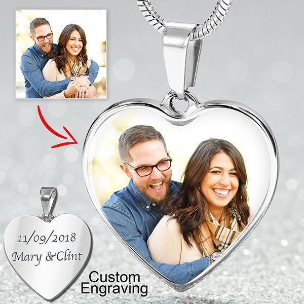 Custom Photo Upload - Heart Necklace ( Silver / Gold )