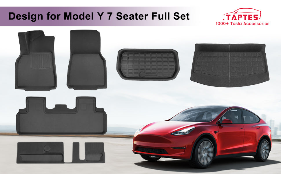 TAPTES Floor Mats Full Set Tesla Model Y 2021-2023 XPE 5 seater All Weather  6PC