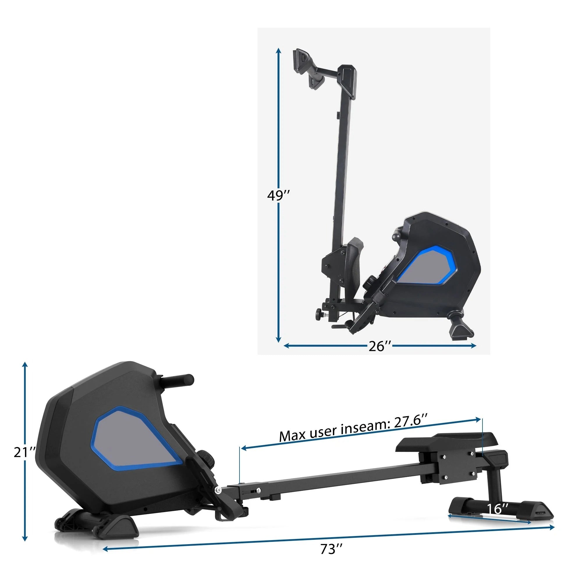 Foldable Magnetic Rower Rowing Machine with 8 Resistance