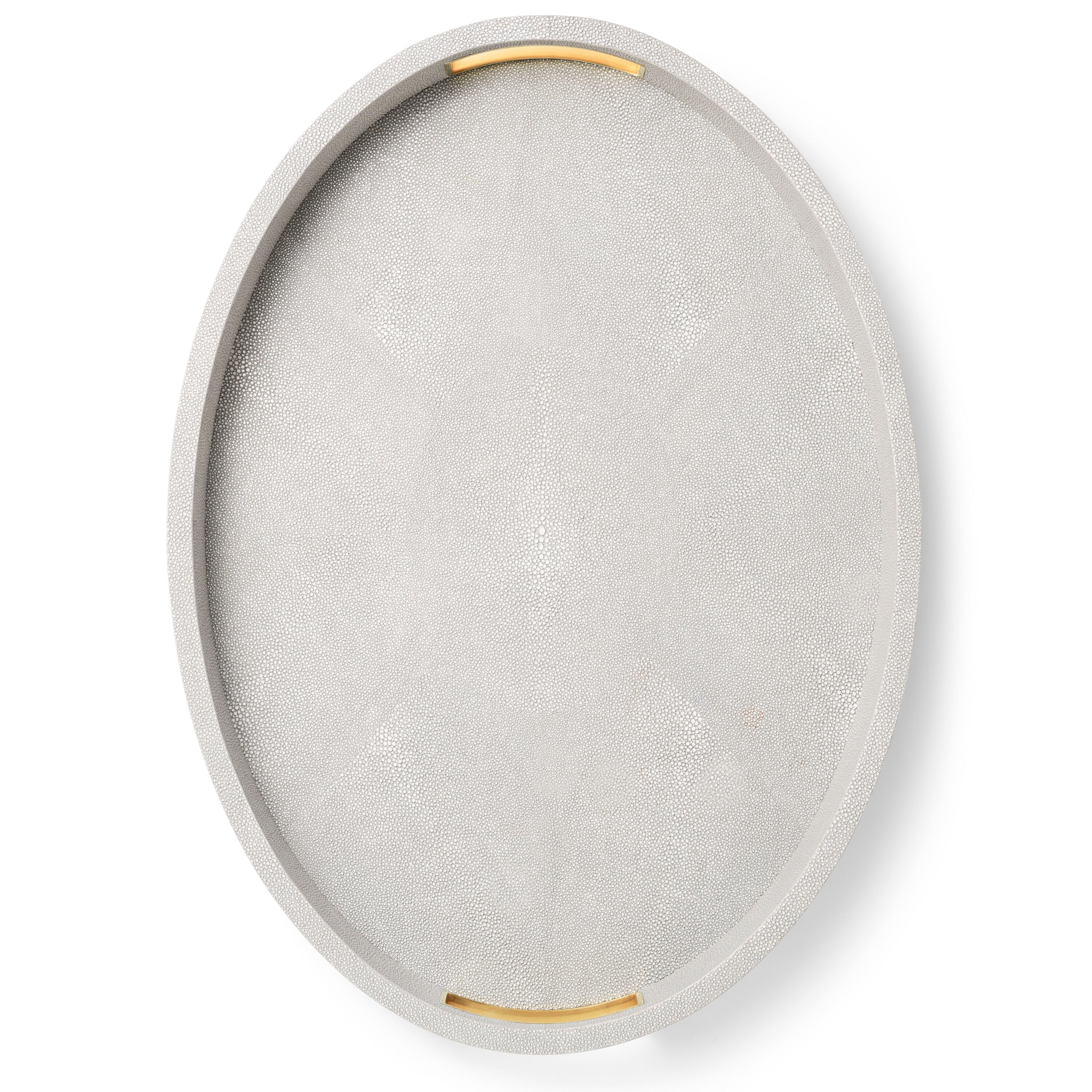 AERIN Modern Shagreen Cocktail Tray - Dove