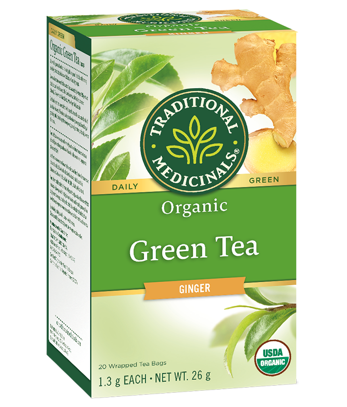 Traditional Medicals - Green Tea Ginger Herbal Tea - 16 tea bags