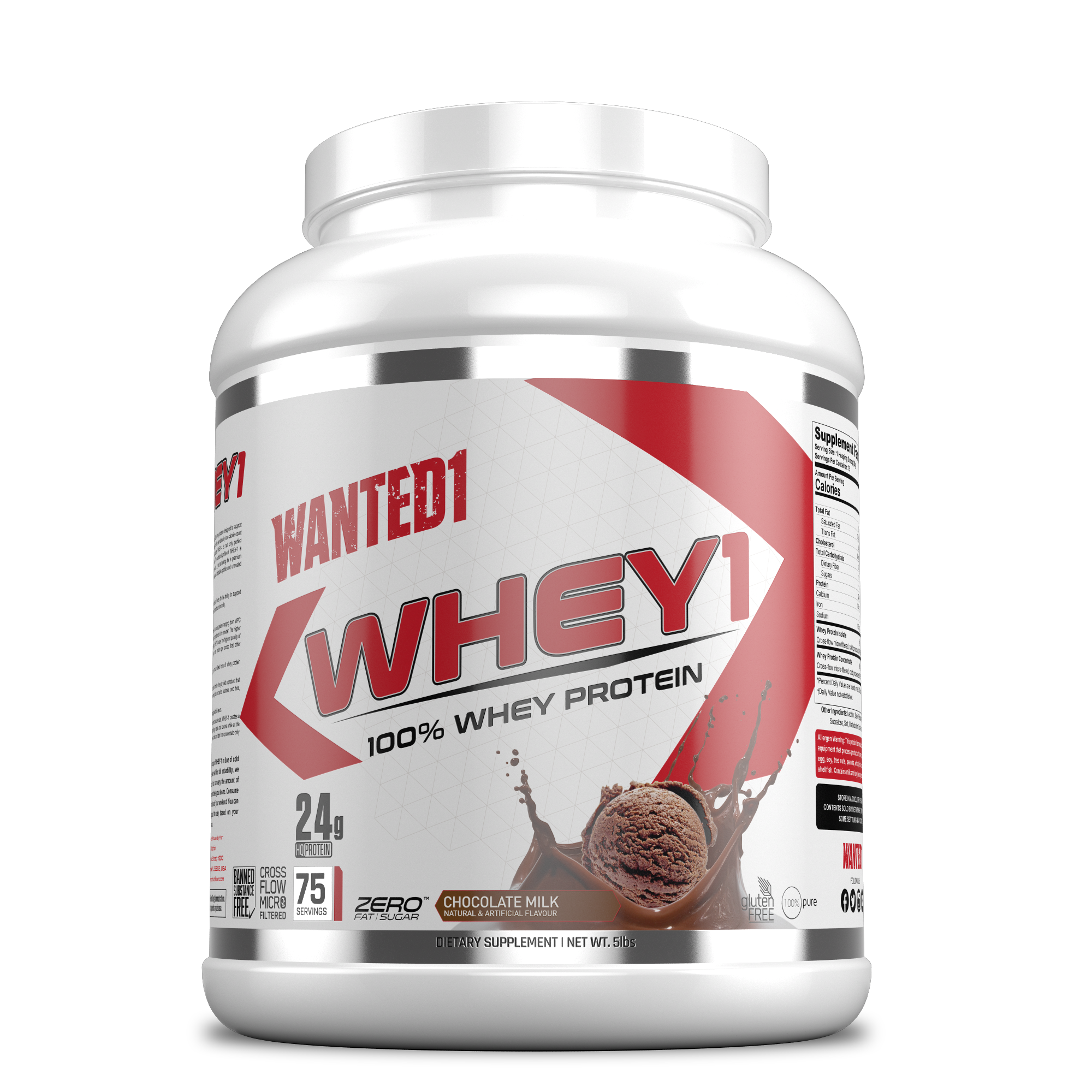 Wanted1 Whey1 -100% Whey Protein - 5lbs