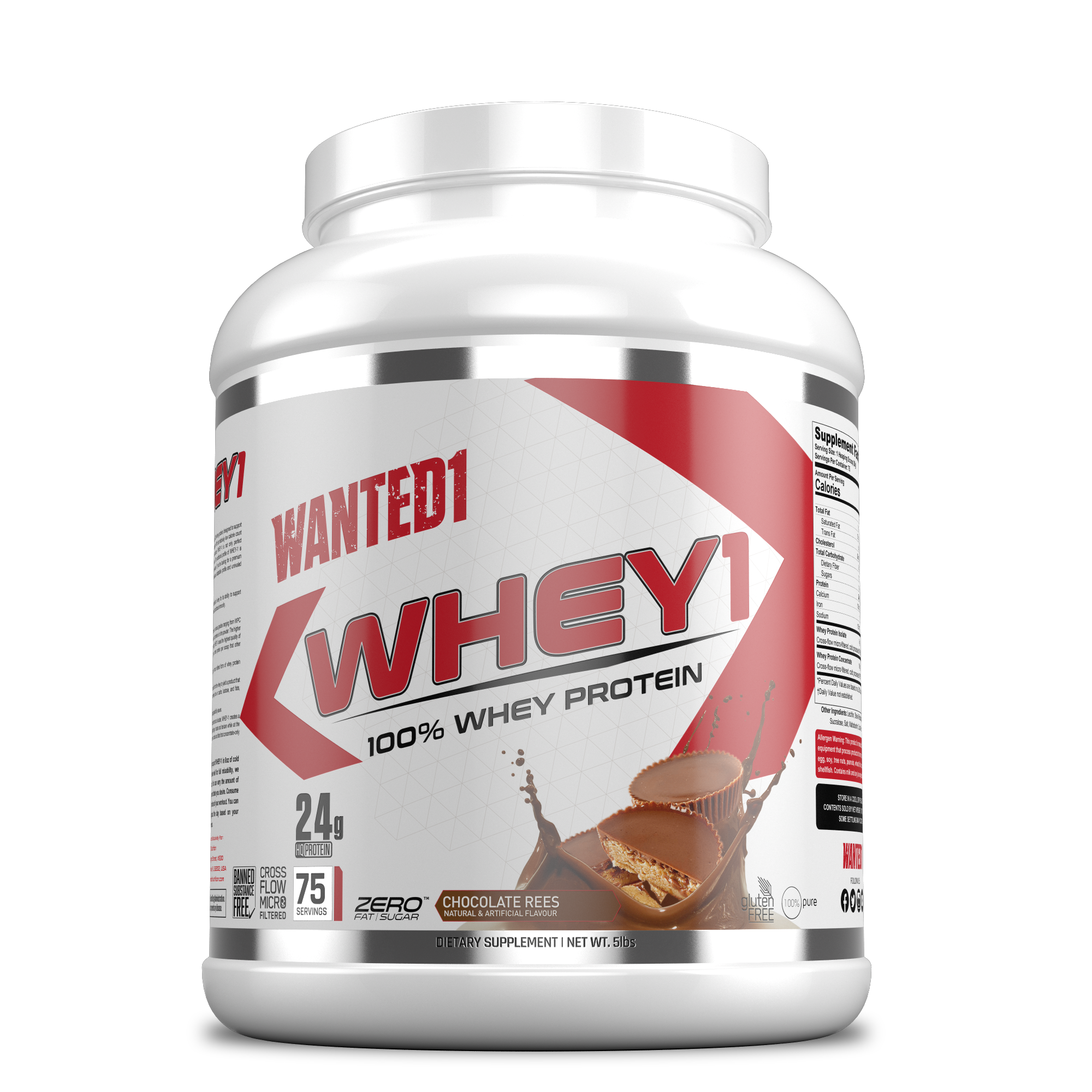 Wanted1 Whey1 -100% Whey Protein - 5lbs