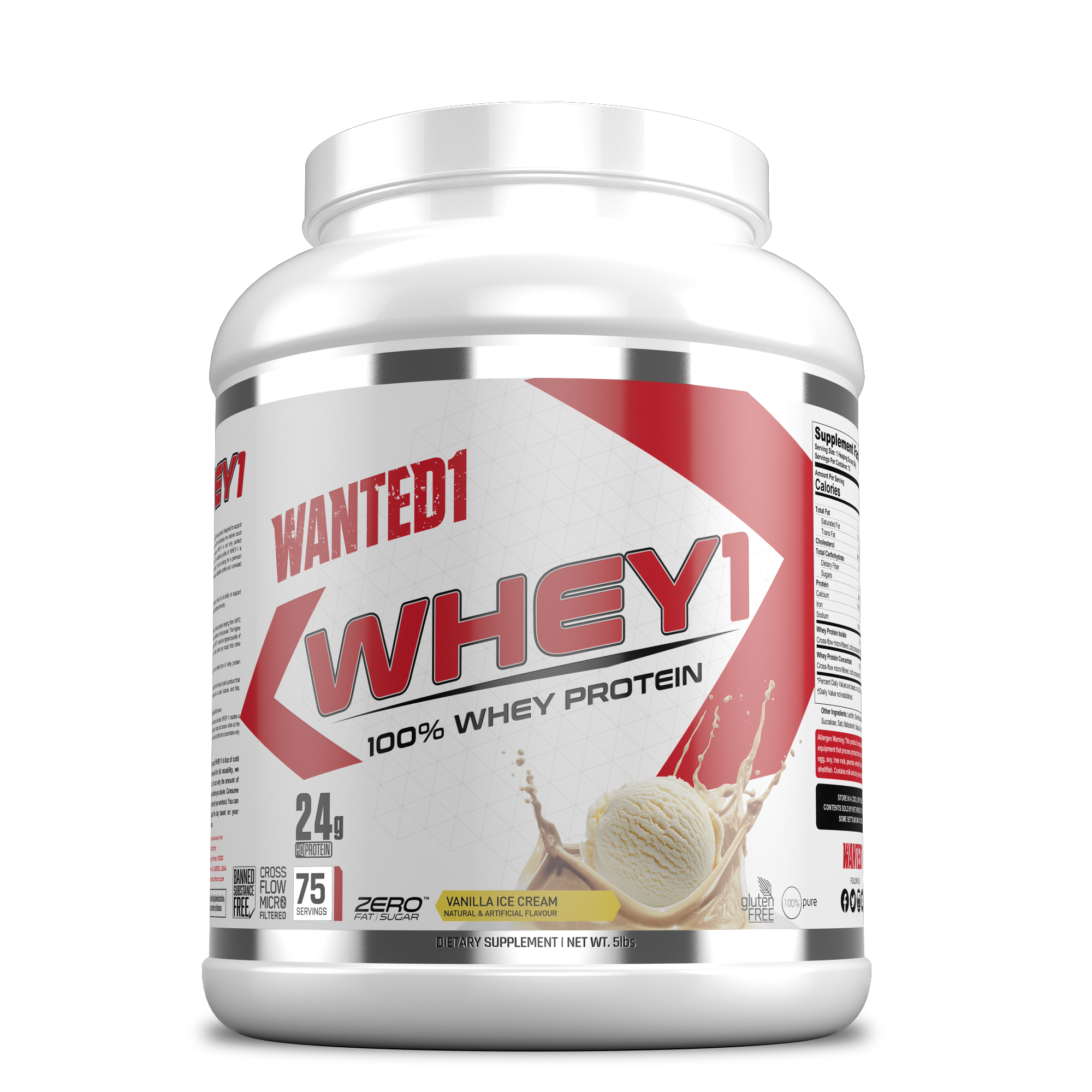 Wanted1 Whey1 -100% Whey Protein - 5lbs