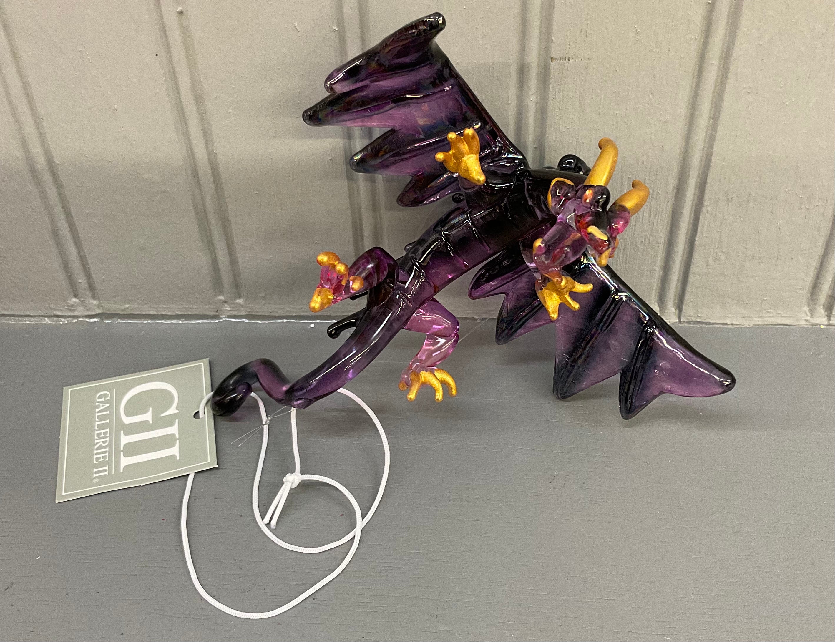 Glass Purple Flying Dragon Ornament