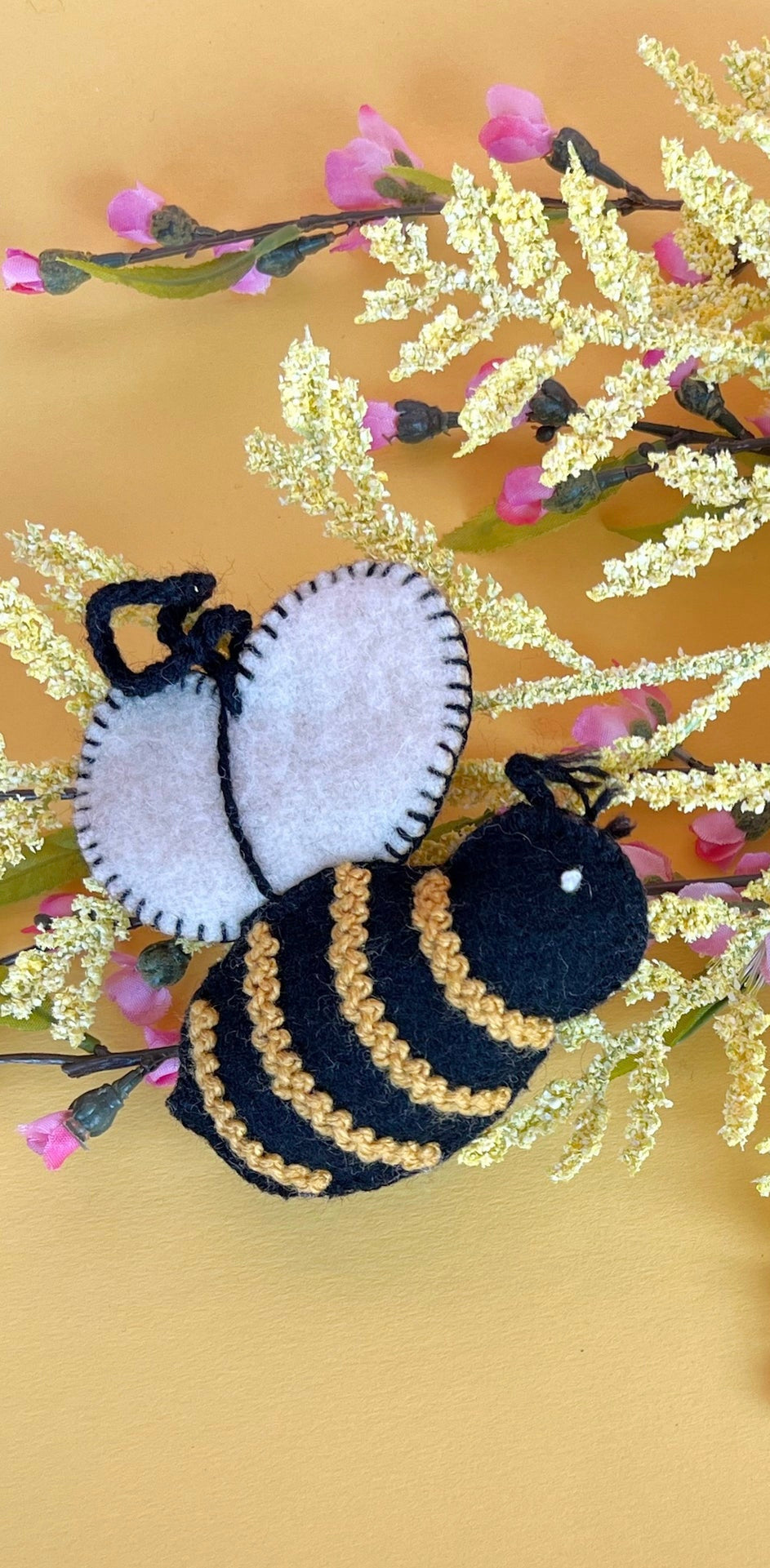 Bee Embroidered Wool Ornament