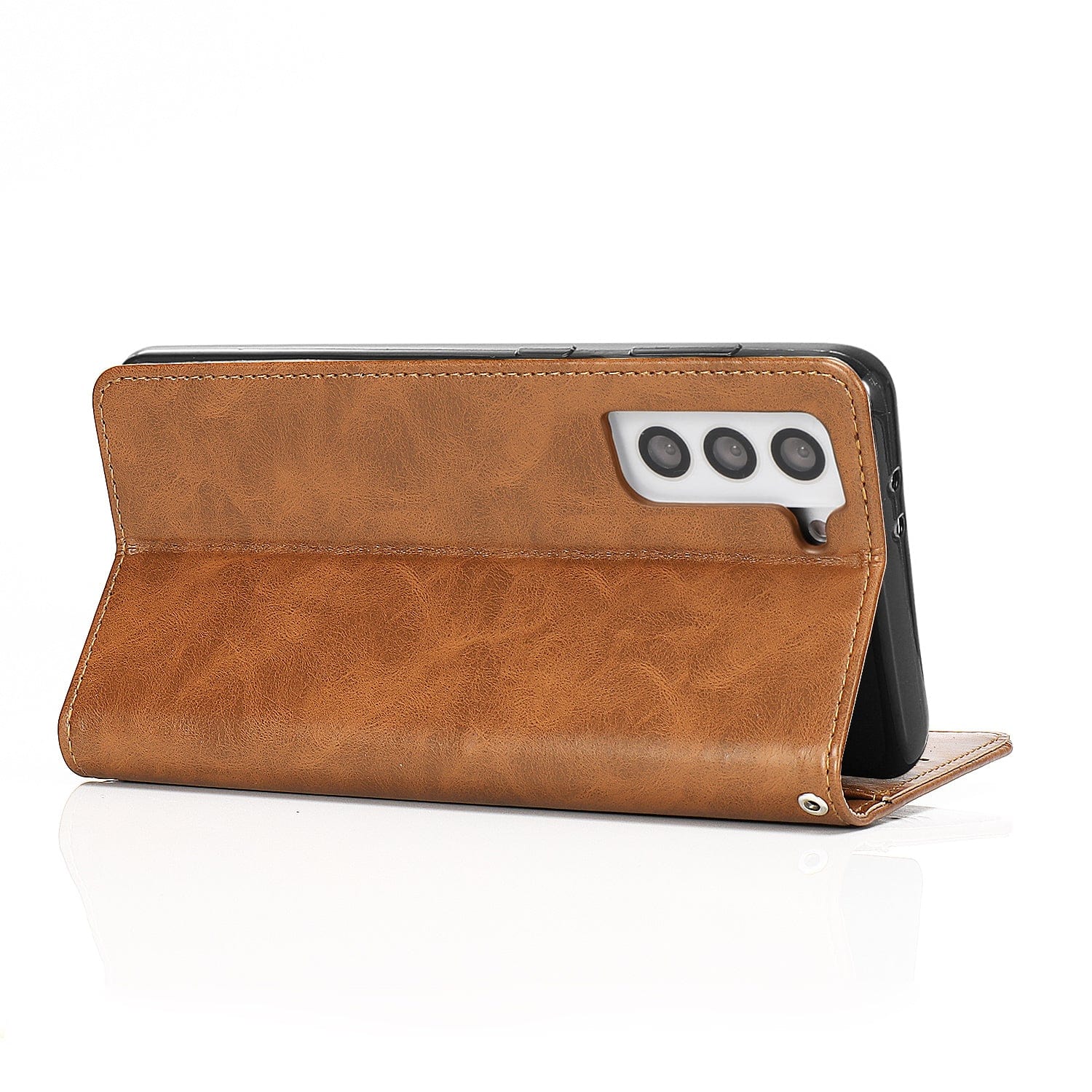 Folio Leather Wallet Case for Galaxy S22 - Brown