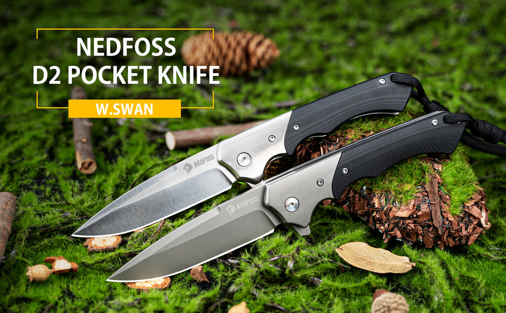 W.Swan Pocket Knife with D2 Steel Satin Blade and G10 Handle