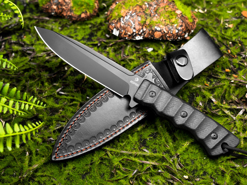 Phoenix Fixed Blade Bowie Knife, 8Cr14Mov Blade and G10 Handle