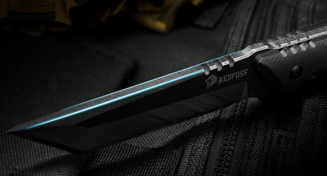 NedFoss Dragon Fixed Blade Knife with Kydex Sheath and Fire Starter, 440C Full Tang Blade, G10 Handle