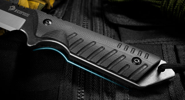 NedFoss Dragon Fixed Blade Knife with Kydex Sheath and Fire Starter, 440C Full Tang Blade, G10 Handle