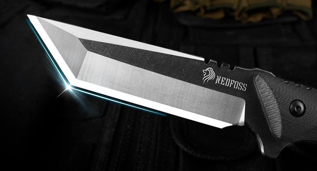 NedFoss Dragon Fixed Blade Knife with Kydex Sheath and Fire Starter, 440C Full Tang Blade, G10 Handle