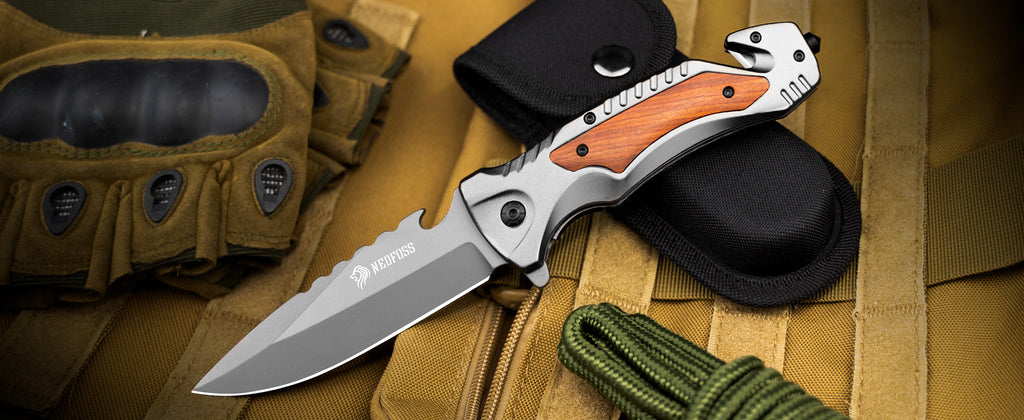 NedFoss DA169 Tactical Pocket Knife, Emergency Rescue Tools, Folding Knife with Seat Belt Cutter, Glass Breaker