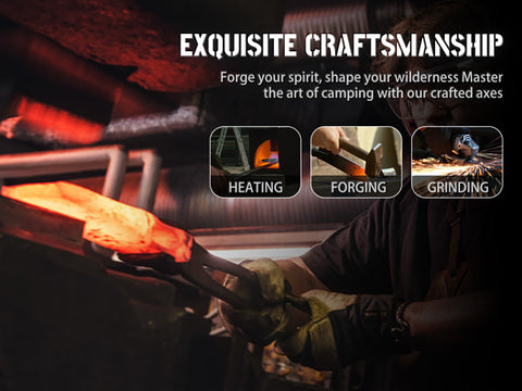 NEDFOSS Camping Hatchet Axe, Viking Axe with Steel Wedge, Hand Forged Hatchets for Camping and Survival ,Wooden Handle Bushcraft Axe with Sheath, Gift for Men