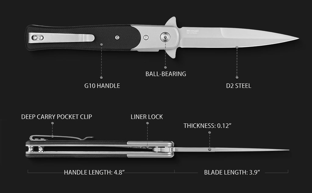 NedFoss Mermaid Italian Stiletto Pocket Knif