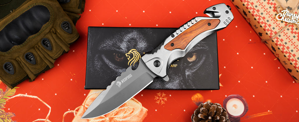 NedFoss DA169 Tactical Pocket Knife, Emergency Rescue Tools, Folding Knife with Seat Belt Cutter, Glass Breaker