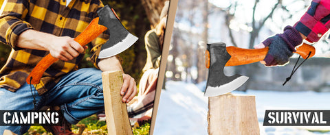NEDFOSS Camping Hatchet Axe,Viking Axe with Steel Wedge, Hand Forged Hatchets for Camping and Survival Wooden Handle Bushcraft Axe with Sheath, Gift for Men