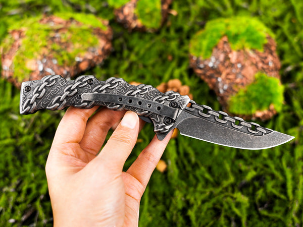 NedFoss Chain Pocket Knife, Folding Knife, Cool EDC Knife
