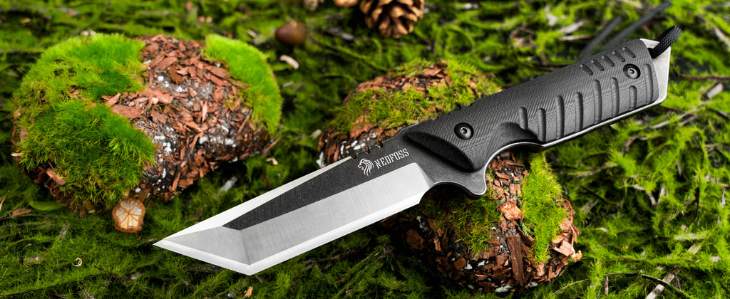 NedFoss Dragon Fixed Blade Knife with Kydex Sheath and Fire Starter, 440C Full Tang Blade, G10 Handle