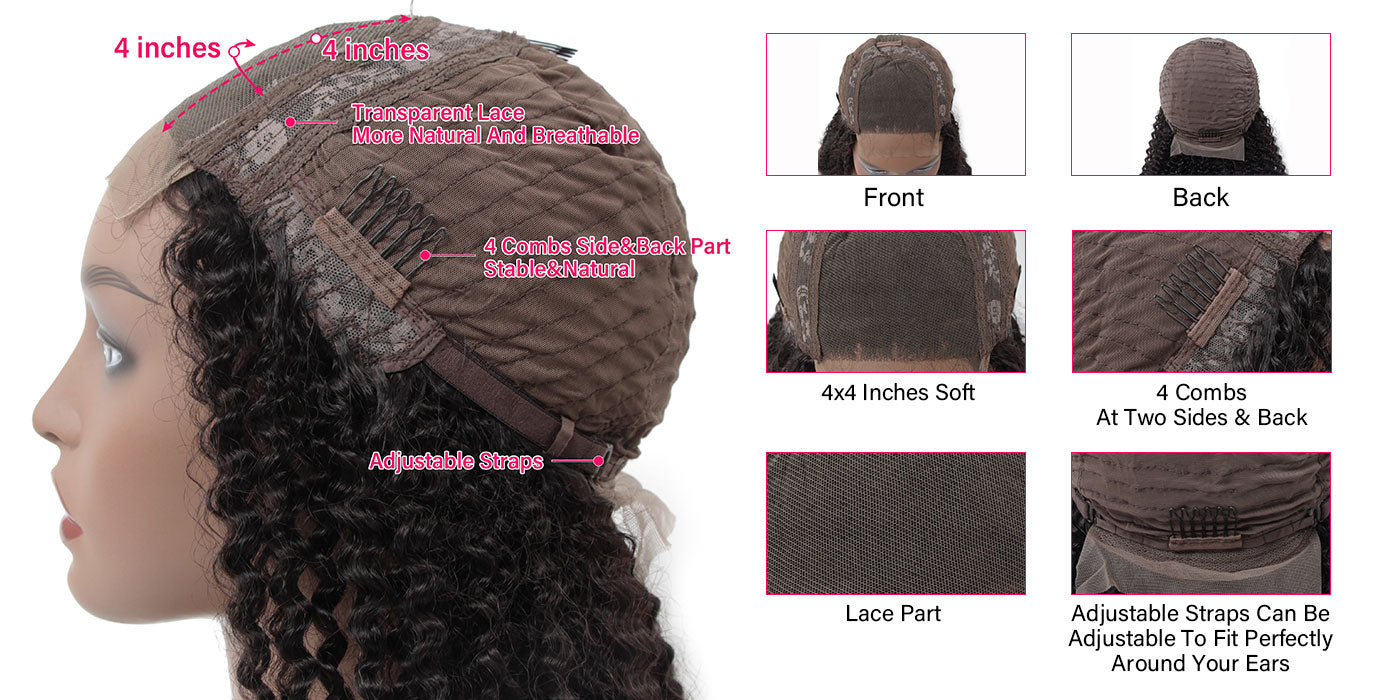 deep curly hair closure wig