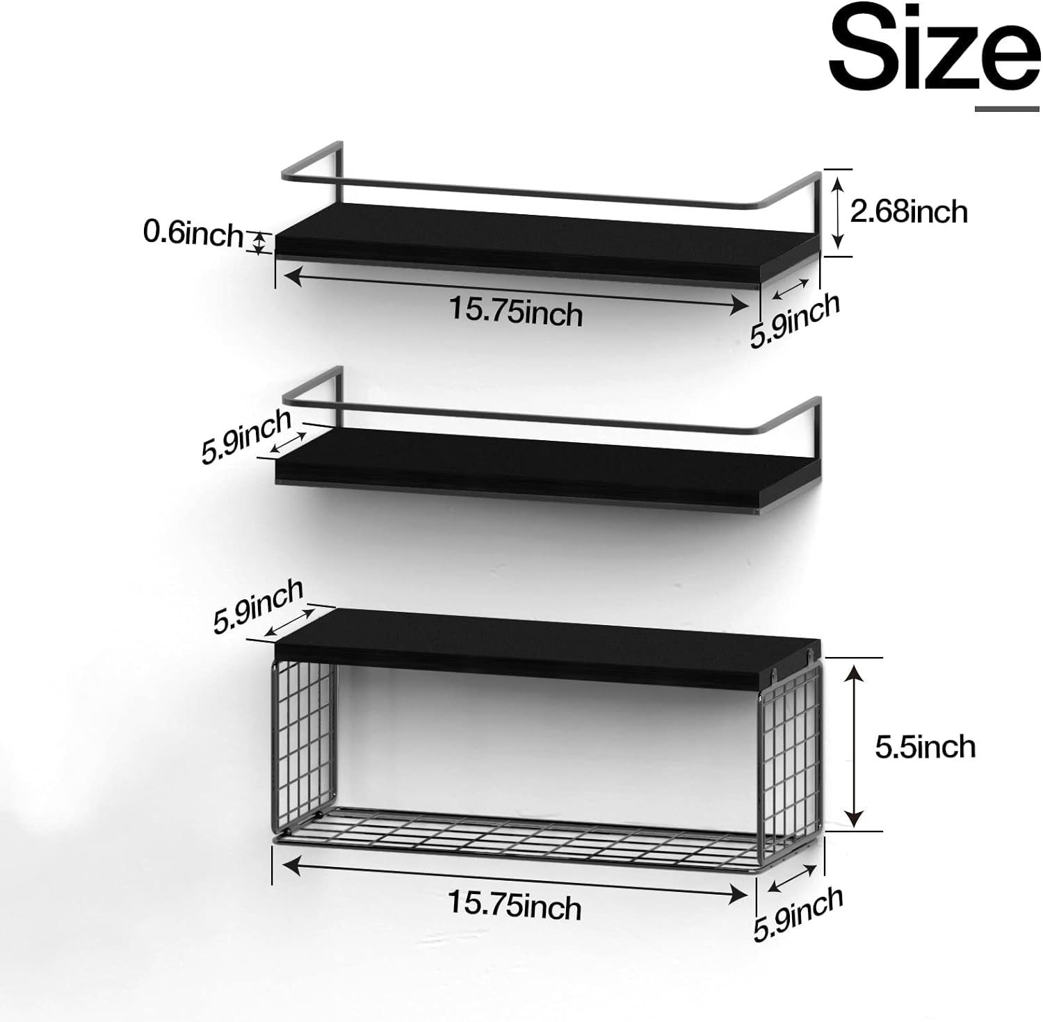 Black Floating Shelves Bathroom Wall Decor Shelves