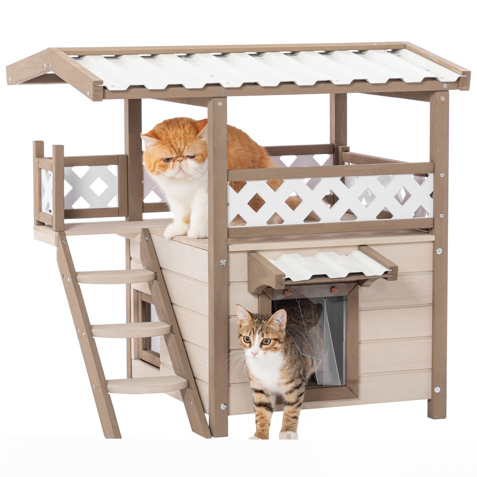 Outdoor Indoor Kitty Houses with Durable PVC Roof