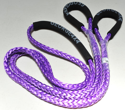 George4x4 Bridle Rope is constructed of a unique ultra-high molecular weight polyethylene material(UHMWPE), also known as Dyneema/Spectra. It is extremely high-strength and low-stretch. Description:   UV resistant, waterproof and more durable Very light, can float in water Both ends have protective sleeves and one sliding sleeve on the middle Australian made, Australian tested Features:  10mm, Minimum Breaking force rated 9500kg Visible colour-purple