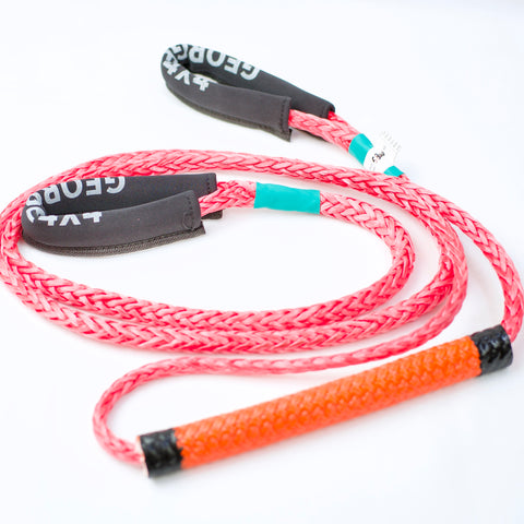 George4x4 Bridle Rope is constructed of a unique ultra-high molecular weight polyethylene material(UHMWPE), also known as Dyneema/Spectra. It is extremely high-strength and low-stretch. Description: UV resistant, waterproof and more durable Very light, can float in water Both ends have protective sleeves and one sliding sleeve on the middle Australian-made, Australian tested. Features: 8mm, Minimum Breaking force straight pulling 5800kg, for two anchor points 9286kg, which is 1.6 times of straight pulling. Visible colour-pink
